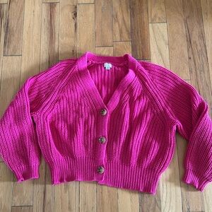 A New Day | Hot Pink Cardigan | Chunky Knit | Buttons | size L